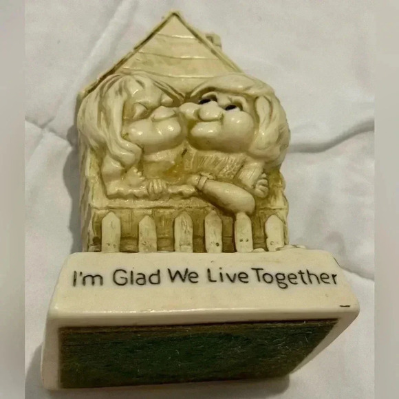 1979 Russ Berrie I'M GLAD WE LIVE TOGETHER 5” Figurine Vintage MCM Kitsch 70s - Picture 2 of 12